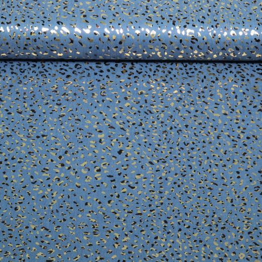 Tissu jeans pour blouses - Léopard imprimé Bleu clair Tissu jeans pour blouses - Léopard imprimé Bleu clair