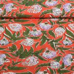 Coton tissé - Imprimé à la main Fleurs Rouge clair
