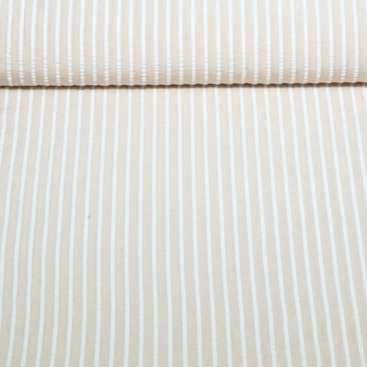 Seersucker - rayures Beige