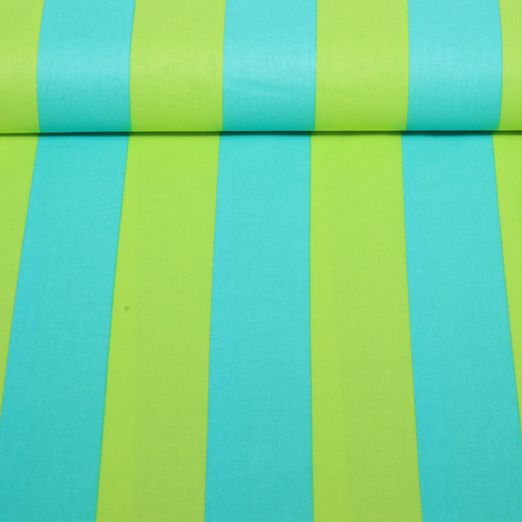 Baumwoll-Cretonne - Blockstreifen Blau Kiwi Baumwoll-Cretonne - Blockstreifen Blau Kiwi