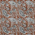 Coton tissé - Impression en bloc Fait main Paisley Cognac