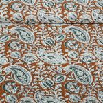 Baumwoll-Webware - Blockdruck Handgefertigt Paisley Cognac