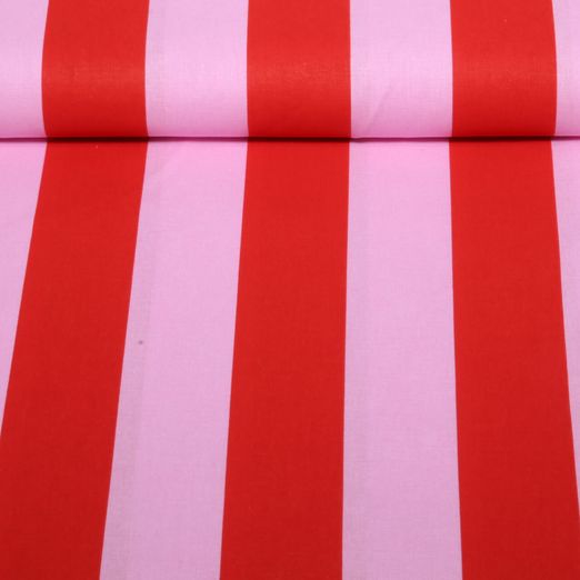 Baumwoll-Cretonne - Blockstreifen Rosa Rot Baumwoll-Cretonne - Blockstreifen Rosa Rot