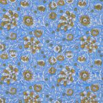 Coton tissé - Imprimé à la main Fleurs Bleu