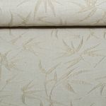 Nachhaltiger Canvas Jacquard - Blätter Ton-in-Ton Beige Bestickt