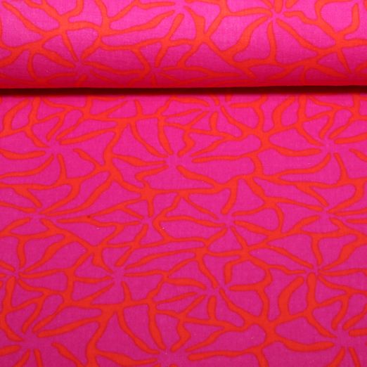 Baumwoll-Musselin - Blumen Abstrakt Fuchsia