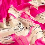 Chiffon - fiori e strisce rosa trasparente