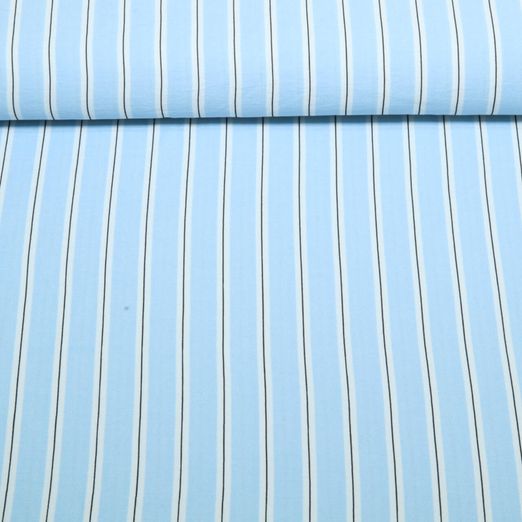 Kleider und Blusenstoff - Crepe Streifen Hellblau