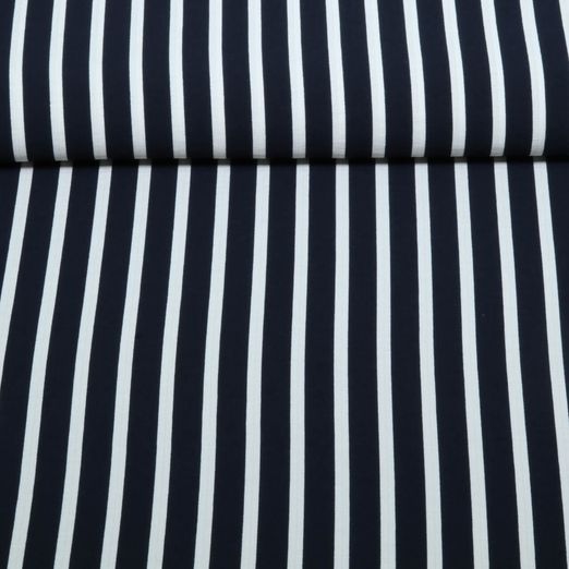 Kleider und Blusenstoff - Crepe Streifen Navy