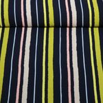 Kleider und Blusenstoff - Crepe Streifen Mix Navy Grün