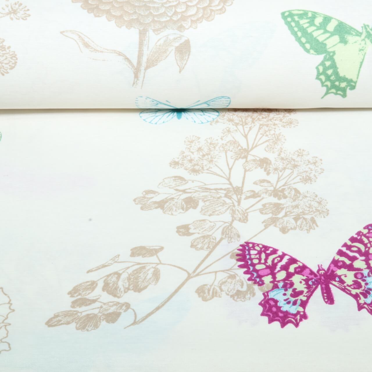Canvas Beschichtet - Schmetterlinge Blumen Ecru-0 Canvas Beschichtet - Schmetterlinge Blumen Ecru-0