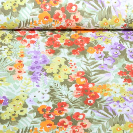 Baumwoll-Webware - Kleine Blüten Weiß Baumwoll-Webware - Kleine Blüten Weiß