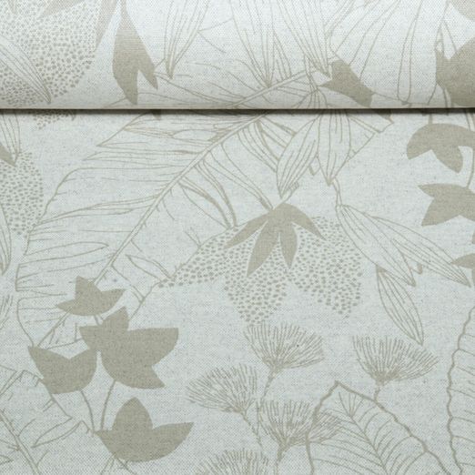Canvas Beschichtet - Leinenlook Große Blätter Beige Canvas Beschichtet - Leinenlook Große Blätter Beige