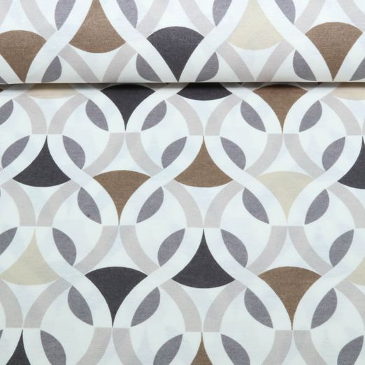Toile canevas enduite - Cercles graphiques Ecru Toile canevas enduite - Cercles graphiques Ecru