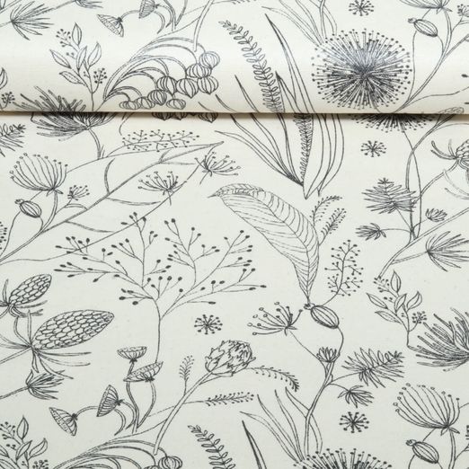 Canvas Beschichtet - Leinenlook Wiesenblumen Ecru Canvas Beschichtet - Leinenlook Wiesenblumen Ecru