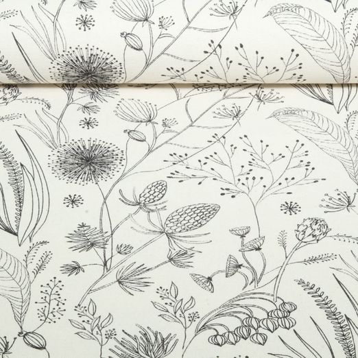 Canvas - Leinenlook Wiesenblumen Ecru Canvas - Leinenlook Wiesenblumen Ecru