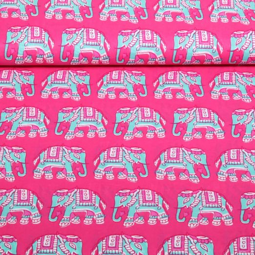 Baumwoll-Voile - Enjoy Kollektion Elefanten Pink Baumwoll-Voile - Enjoy Kollektion Elefanten Pink