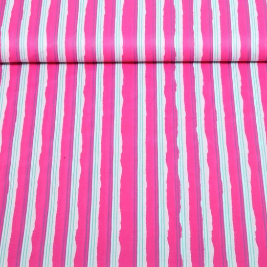 Baumwoll-Voile - Enjoy Kollektion Streifen Pink