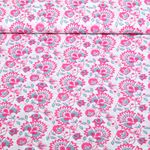 Baumwoll-Voile - Enjoy Kollektion Blüten Weiß Pink Baumwoll-Voile - Enjoy Kollektion Blüten Weiß Pink
