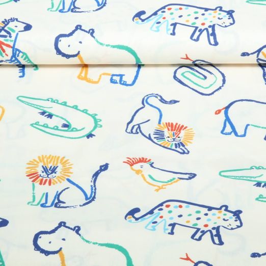 Popeline de coton - Safaritiere Dessiné Ecru Popeline de coton - Safaritiere Dessiné Ecru