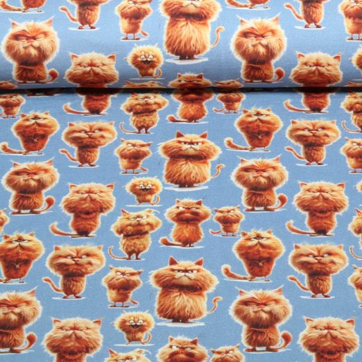 Sommersweat - French Terry Digital Rote Katzen Jeans Sommersweat - French Terry Digital Rote Katzen Jeans
