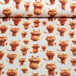 Sommersweat - French Terry Digital Rote Katzen Beige Sommersweat - French Terry Digital Rote Katzen Beige
