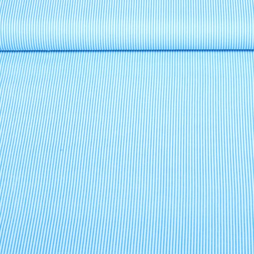 Baumwoll-Popeline - Ministreifen Hellblau Baumwoll-Popeline - Ministreifen Hellblau