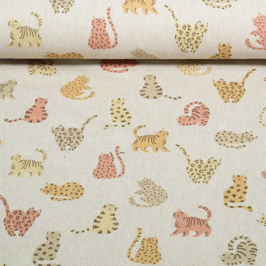 Canvas - Bunte Katzen Leinenoptik Beige Canvas - Bunte Katzen Leinenoptik Beige