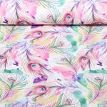 Jersey de viscose bambou - Plumes de paon Impression numérique Rose pâle