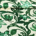 Viskose-Satin - Digital Große Blätter Blüten Ecru Grün Viskose-Satin - Digital Große Blätter Blüten Ecru Grün