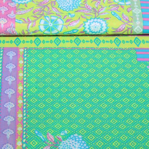 Voile de coton - collection Enjoy Patchwork Jaune Multicolore