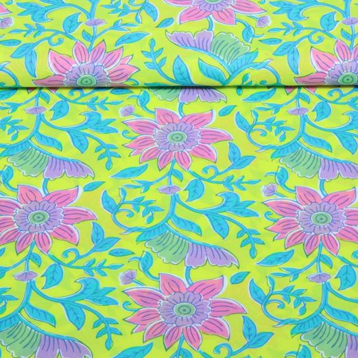 Voile de coton - Enjoy collection fleurs Jaune Voile de coton - Enjoy collection fleurs Jaune