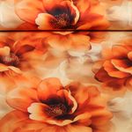Satin de coton - Stretch Grandes fleurs Orange Satin de coton - Stretch Grandes fleurs Orange