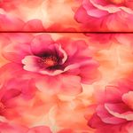 Satin de coton - Stretch Grandes fleurs rose vif Satin de coton - Stretch Grandes fleurs rose vif