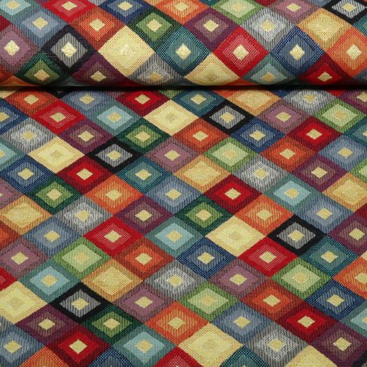 Gobelin - Geometric Würfel Multicolor Gold Gobelin - Geometric Würfel Multicolor Gold