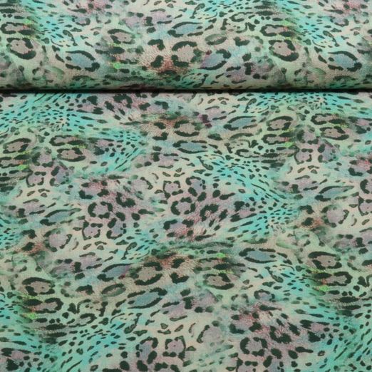Tissu robes et blouses - Crêpe Léopard Vert clair