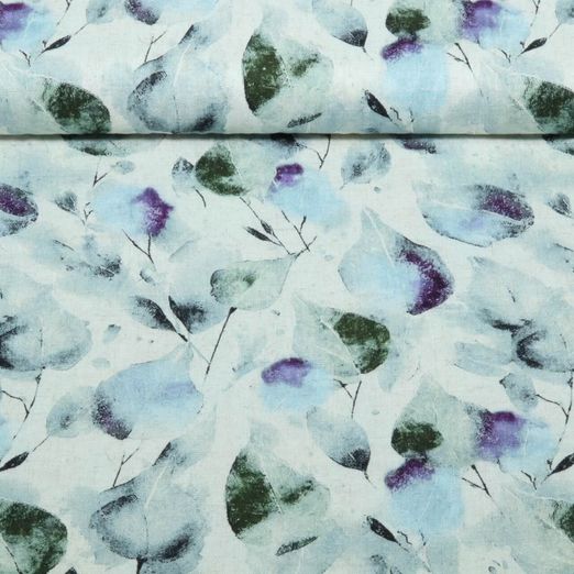Lin viscose - Feuilles numériques Ecru Bleu clair