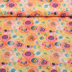 Baumwoll Popeline - Stretch Bunte Kreise Orange Baumwoll Popeline - Stretch Bunte Kreise Orange