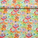 Baumwoll Popeline - Stretch Bunte Kreise Grün Baumwoll Popeline - Stretch Bunte Kreise Grün