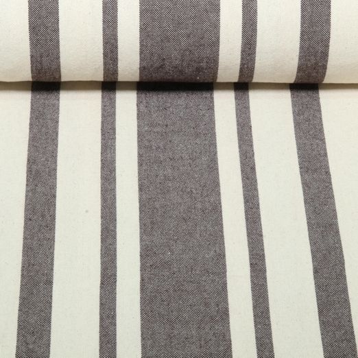 Coton tissé - Linge de cuisine à rayures Beige Café