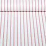 Baumwoll-Popeline - Hemdenstoff Percale Streifen Weiß Rot