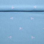 Tissu jeans pour blouses - Boucles brodées Bleu clair Tissu jeans pour blouses - Boucles brodées Bleu clair