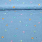 Blusenjeans - Bunte Blüten Bestickt Hellblau Blusenjeans - Bunte Blüten Bestickt Hellblau