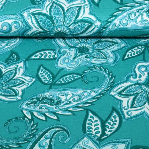 Viskosejersey - Paisley Türkis Viskosejersey - Paisley Türkis