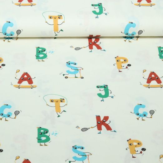 Popeline de coton - Lettres amusantes Ecru Popeline de coton - Lettres amusantes Ecru