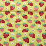 Baumwoll-Popeline - Erdbeeren Gelb Rot Baumwoll-Popeline - Erdbeeren Gelb Rot