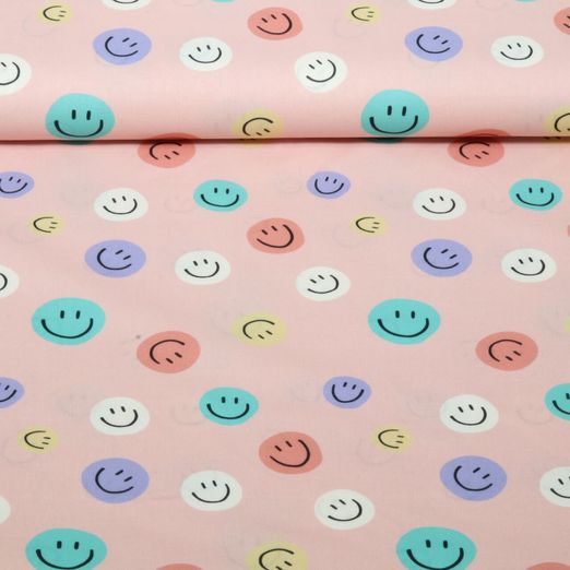 Popeline de coton - Smileys Rose Popeline de coton - Smileys Rose