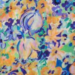 Bluse- og kjolestof - digitale blomster crash blue