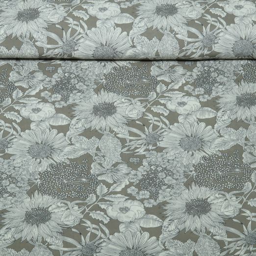 Viskoseleinen - Sommerblumen Taupe Viskoseleinen - Sommerblumen Taupe