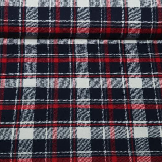 Baumwoll-Flanell - Holzfällerkaro Navy Rot Baumwoll-Flanell - Holzfällerkaro Navy Rot